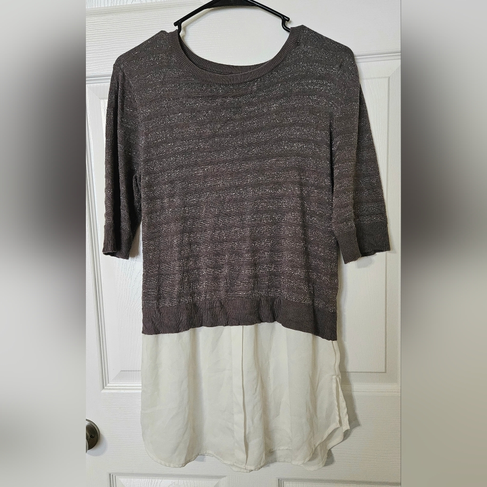 Women's Apt. 9 Metallic Short Sleeve Mock-Layer Top, Sz M